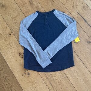Kids Long Sleeve Navy and Gray Shirt
